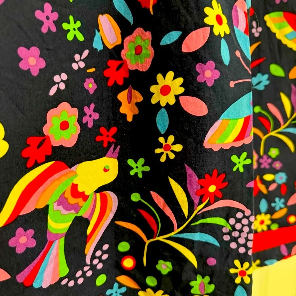 Hanna Andersson A-line Dress Navy Floral and Bird Print 140/10